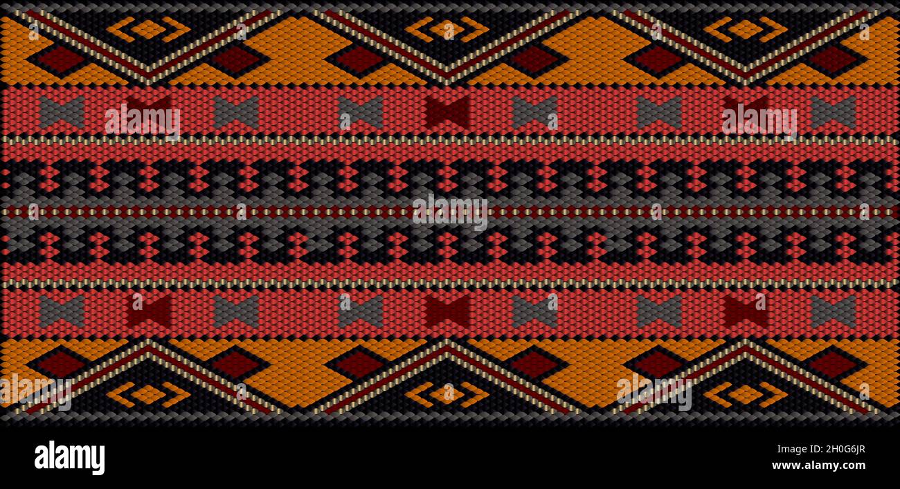 Ornamento, mosaico, etnico, modello folcloristico. È realizzato in colori luminosi, succosi e perfettamente coordinati. Illustrazione Vettoriale