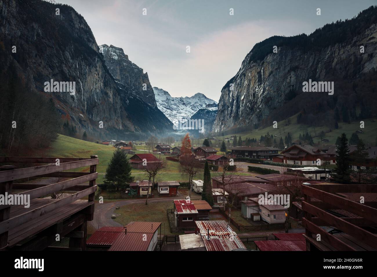 Lauterbrunnen Valley Village - Lauterbrunnen, Svizzera Foto Stock