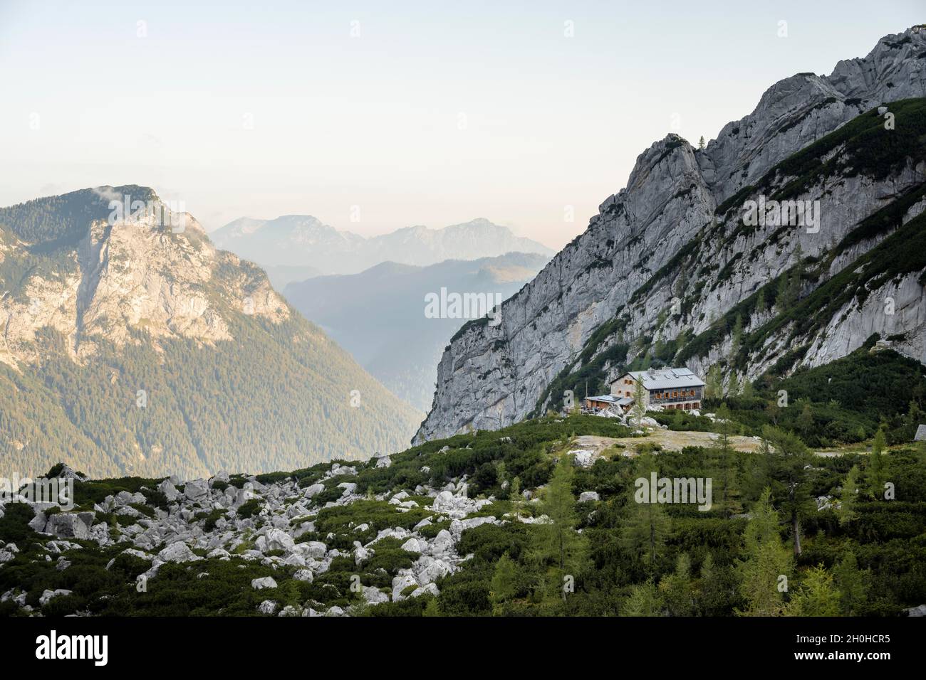 Blaueishuette, Alpi Berchtesgaden, Berchtesgadener Land, Baviera superiore, Baviera, Germania Foto Stock