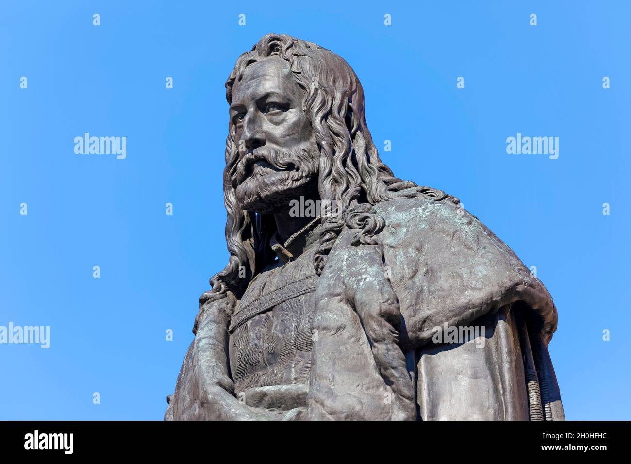 Albrecht Duerer Monumento, statua, disegno di Christian Daniel Rauch, realizzato da Jacob Daniel Burgschmiet 1840, Duererplatz, Norimberga, Franconia media Foto Stock