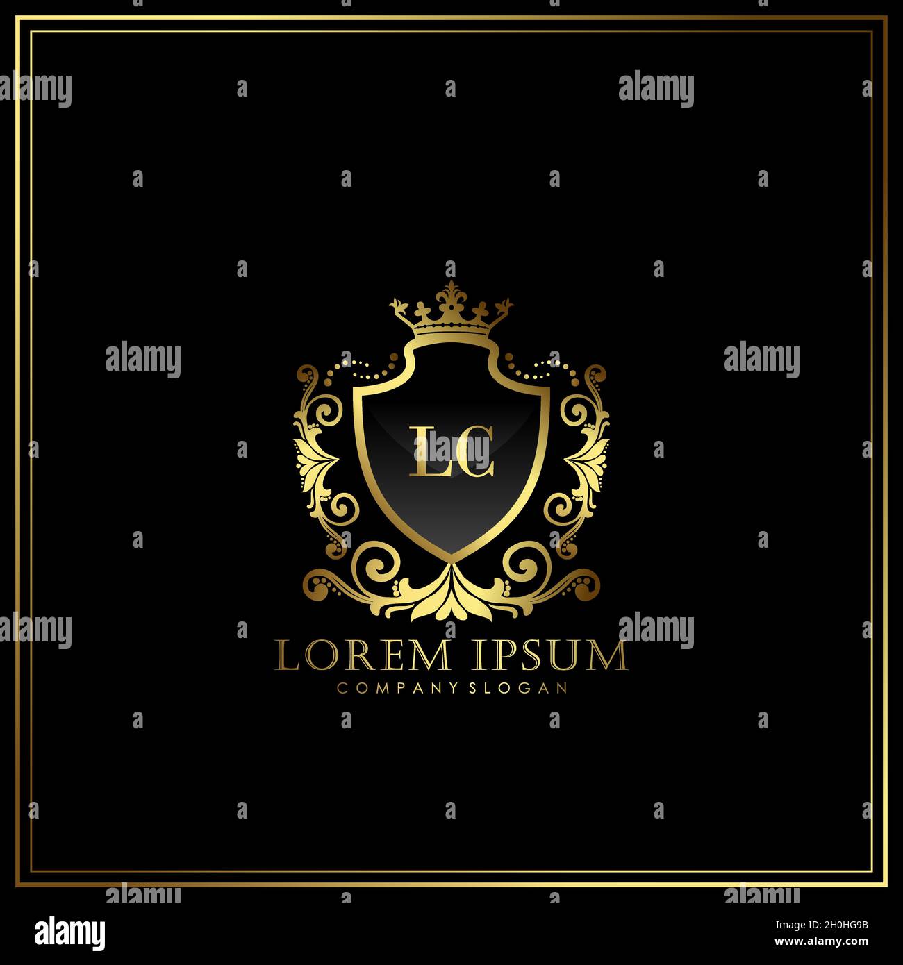 LC Initial Letter Luxury Logo template in Vector per Ristorante, Royalty, Boutique, Cafe, Hotel, Araldico, Gioielli, Moda e altri illustratori vettoriali Illustrazione Vettoriale