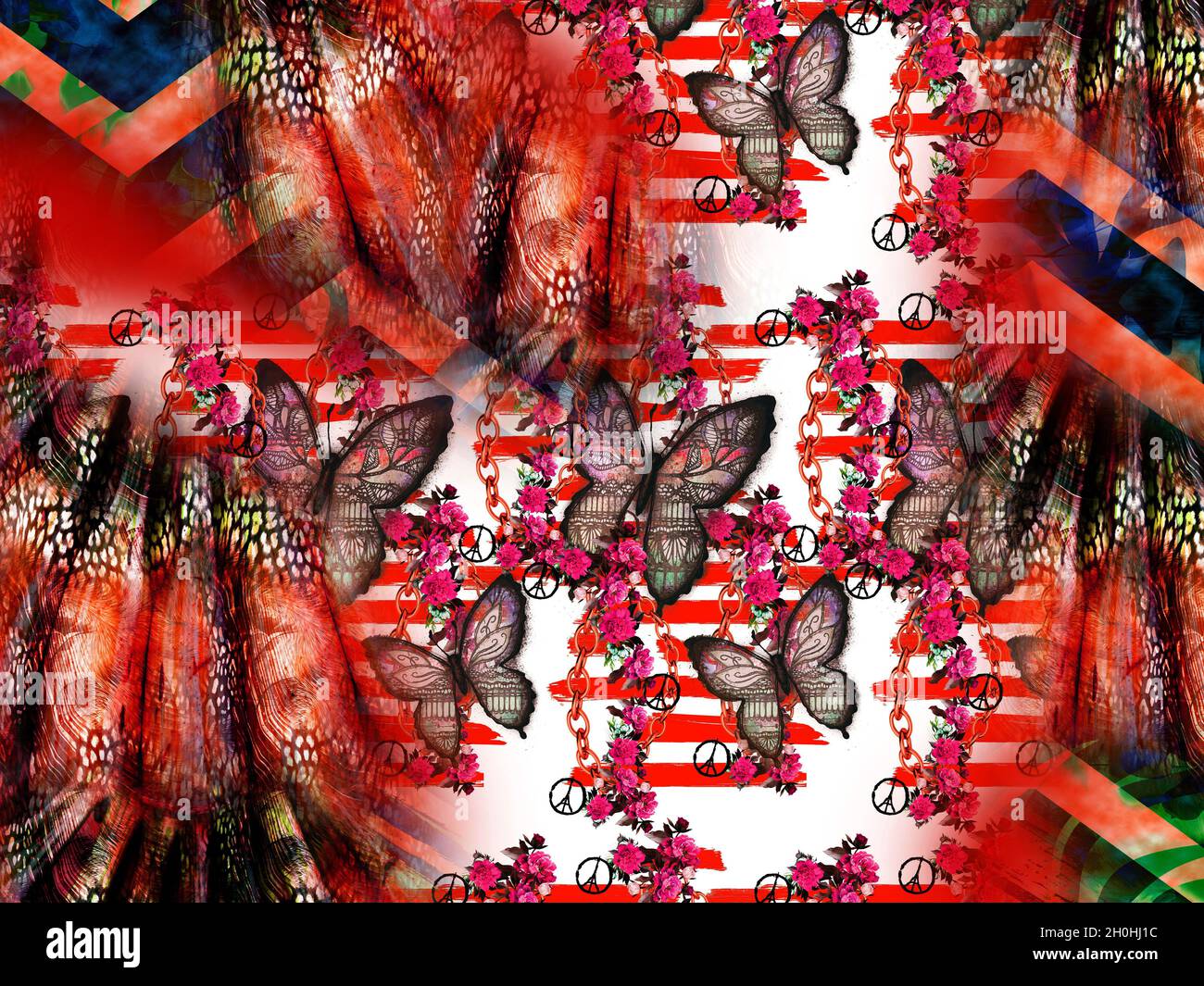Stampa, tessuto tessile stampa modello, cuscini design, abito modello, leopardo, camouflage, Zebra, disegni barocchi e combinazioni. Foto Stock