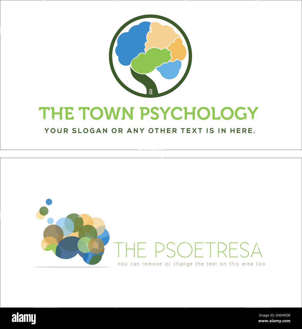 Moderno colorato psicologia icona disegno del logo del cervello Illustrazione Vettoriale