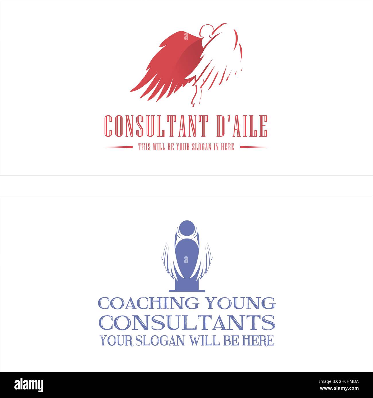 Moderno consulente coaching persone ali logo design Illustrazione Vettoriale