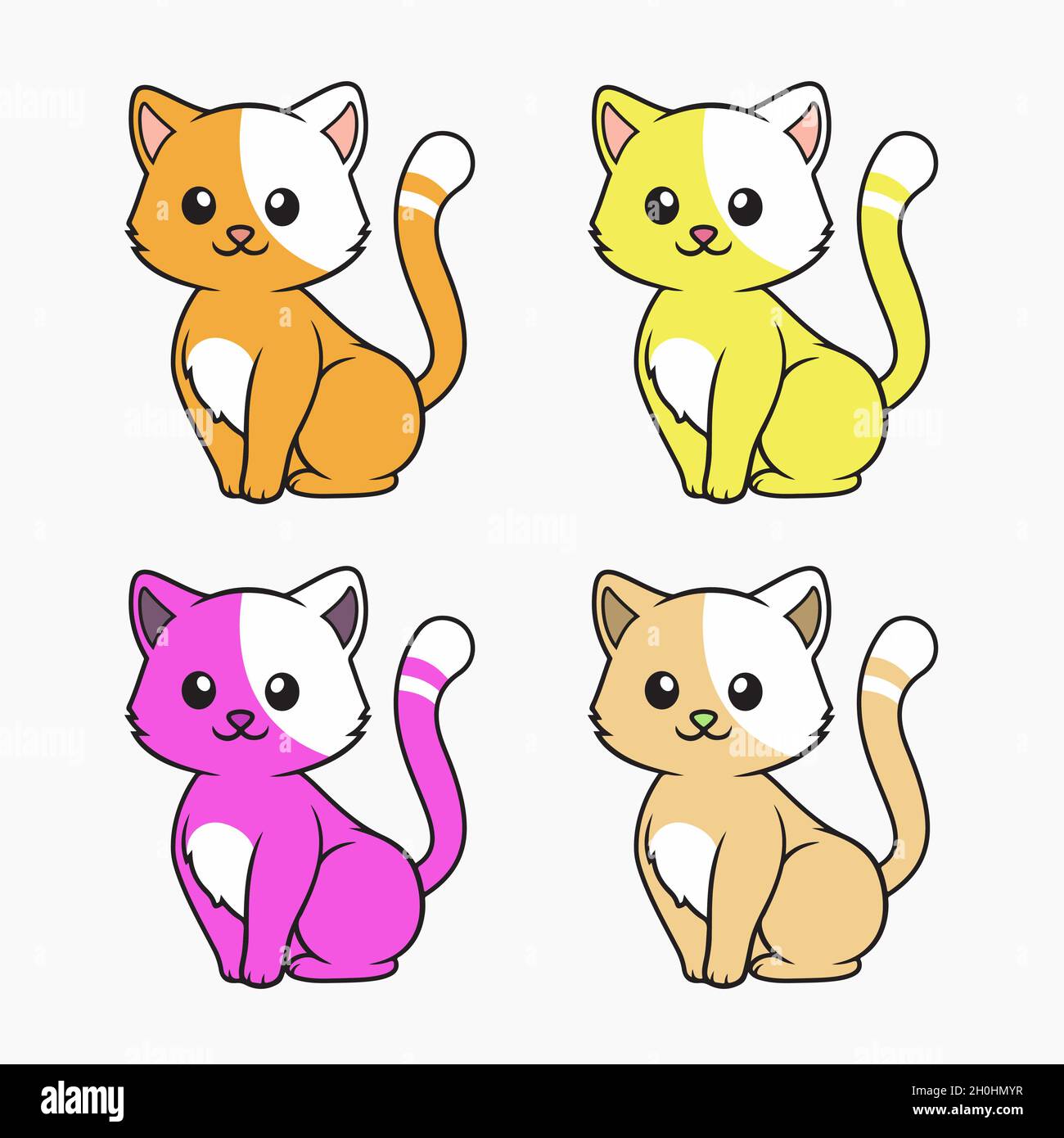 Illustrazione del vettore del set di gatti carino Illustrazione Vettoriale