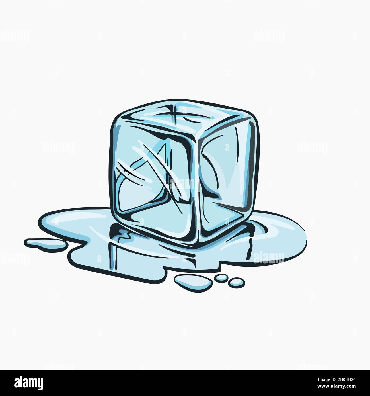 Illustrazione Cartoon Clipart di Ice Cube Vector Illustrazione Vettoriale