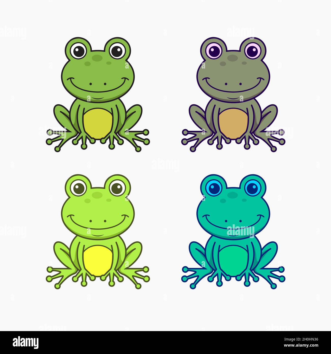 Set di Cartoon illustrazione vettore rane Illustrazione Vettoriale