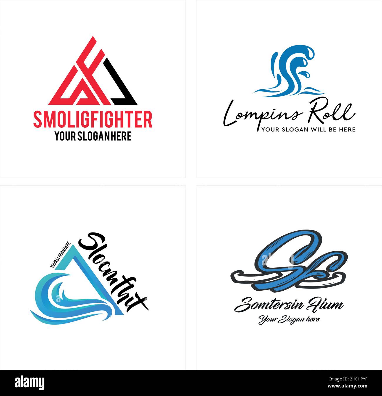 Set di wordmark splash water logo design Illustrazione Vettoriale