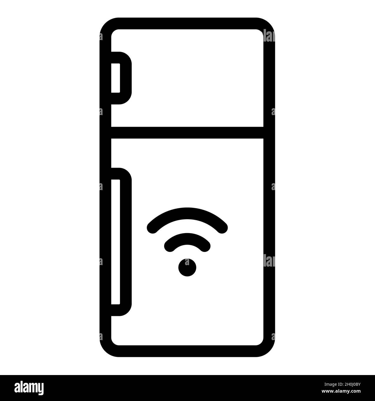 frigorifero smart frigorifero singolo isolato icona con contorno stile vettore illustrazione Foto Stock