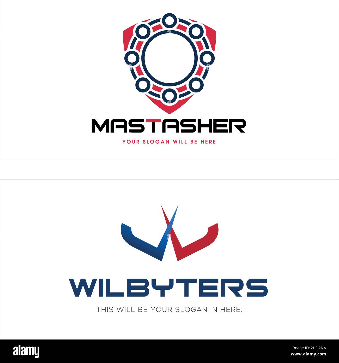 Design moderno del logo digitale tecnologico Shield Illustrazione Vettoriale