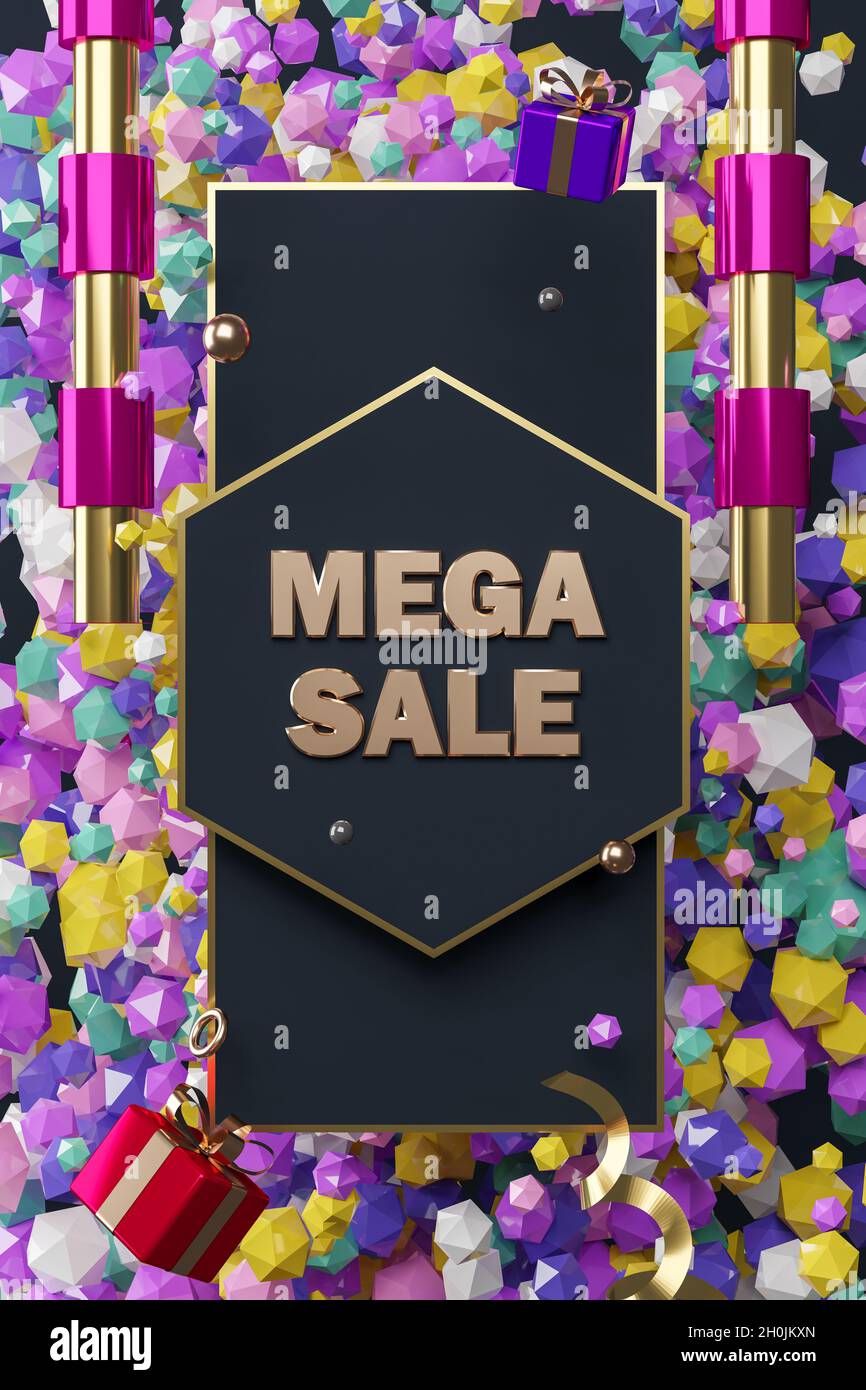 Mega sale 3D Text Celebration tema Illustrazione Arte Foto Stock