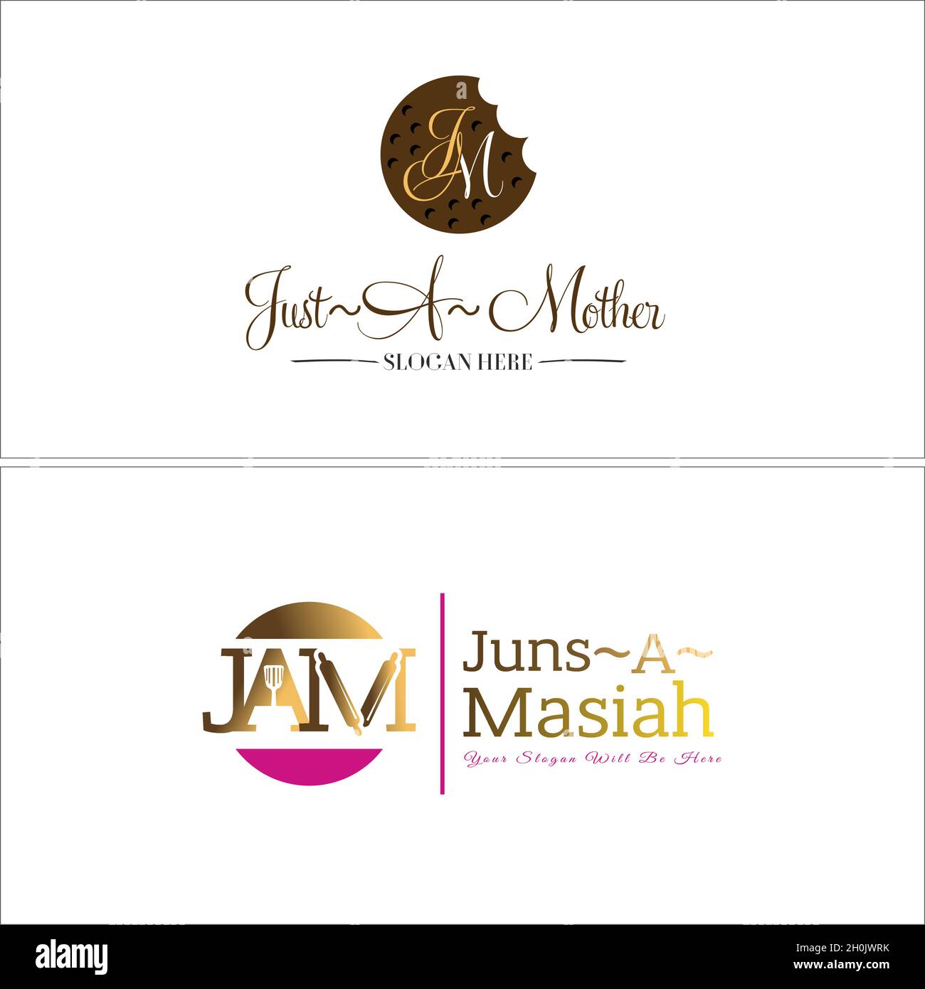 Moderno negozio di alimentari biscotti logo design Illustrazione Vettoriale