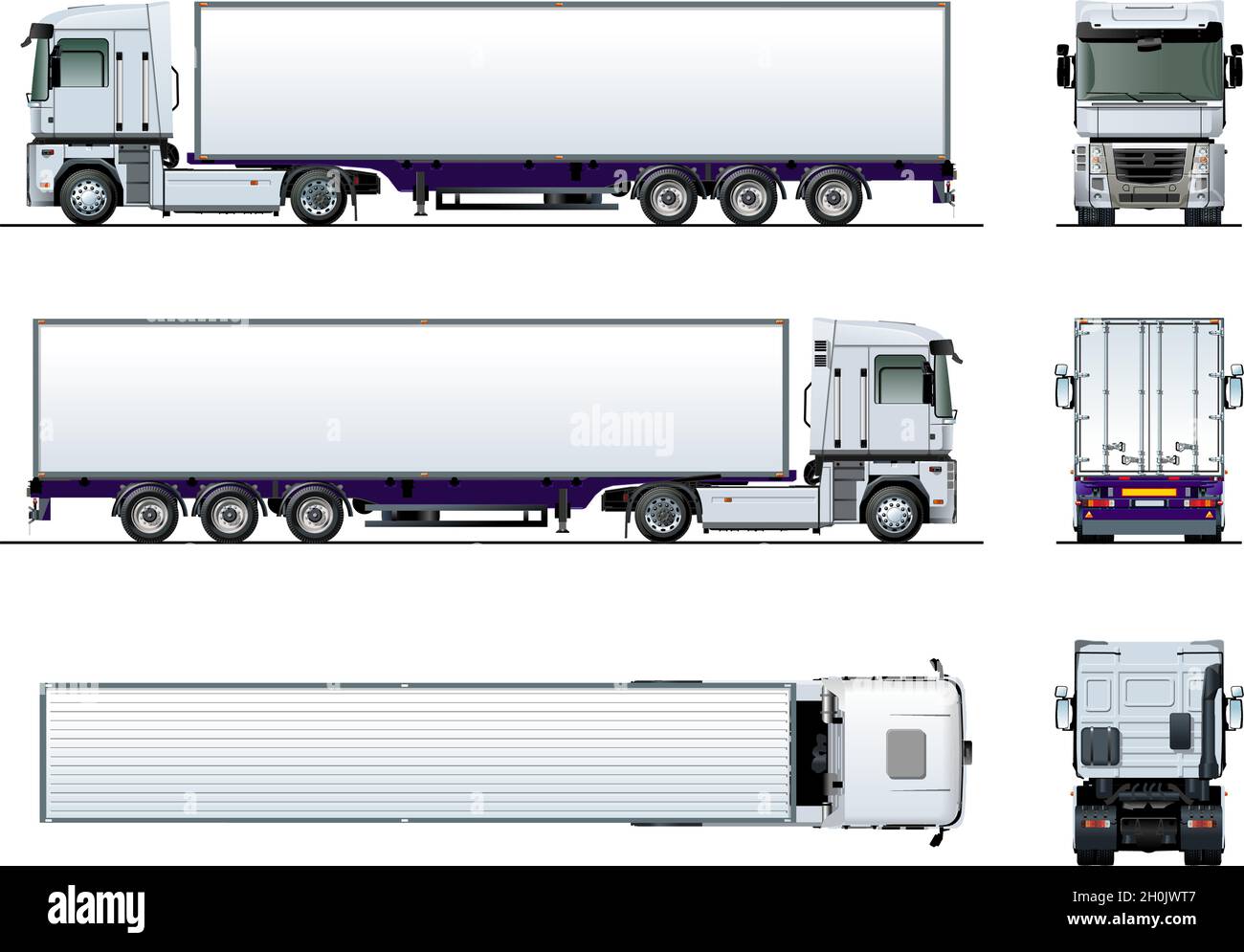 Veicolo cargo semi rimorchio camion mockup per auto marcare a caldo e pubblicità. Disponibile EPS-10 separato da gruppi e livelli con effetti di trasparenza per Illustrazione Vettoriale