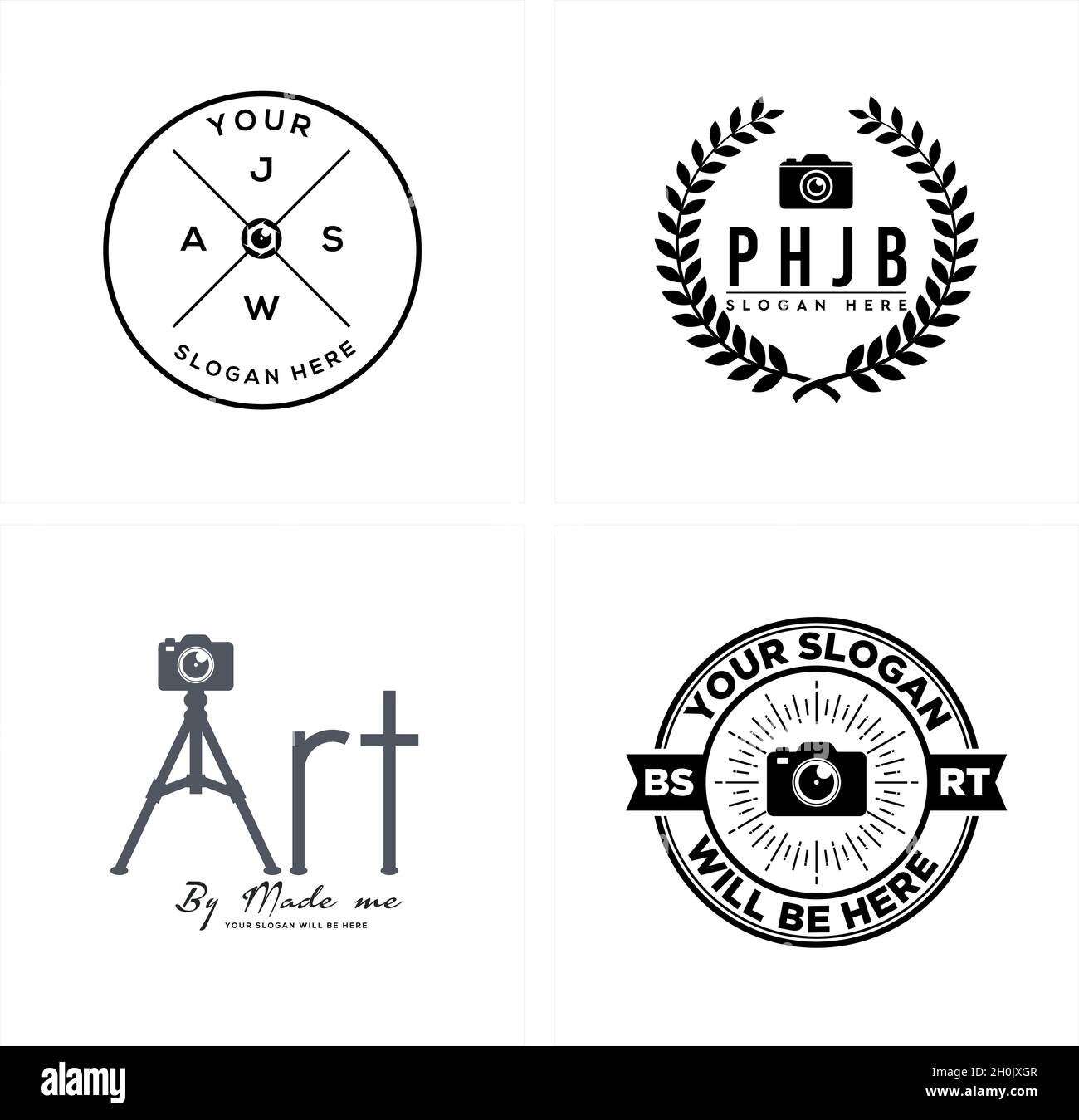 Vintage fotografia arte fotocamera obiettivo logo design Illustrazione Vettoriale