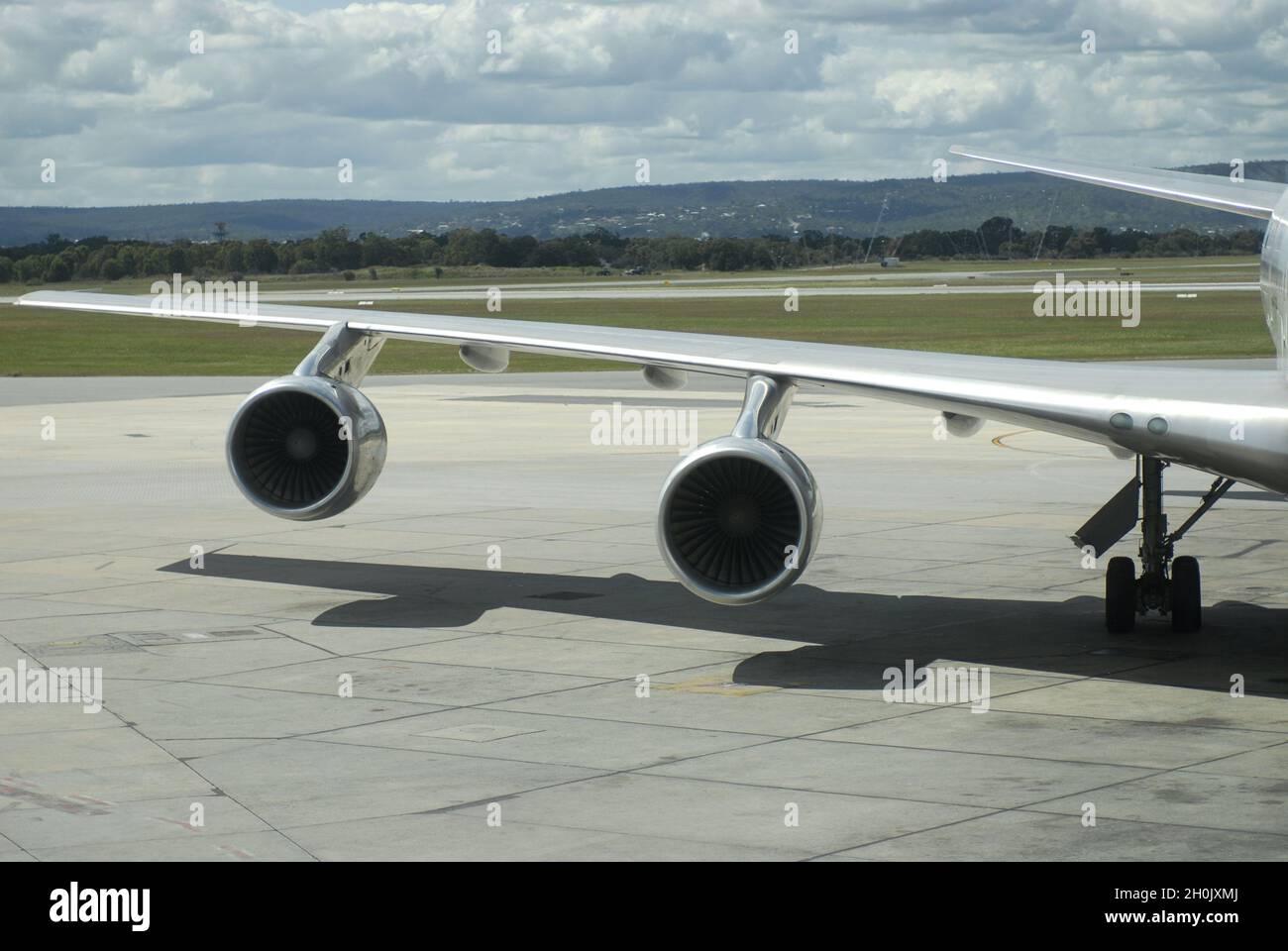Aereo di un aereo in un aeroporto, Australia Foto Stock