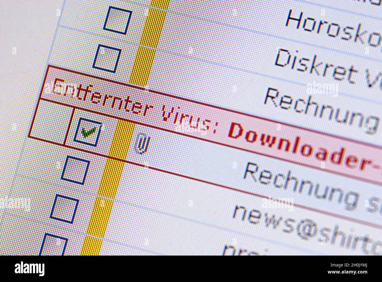 Casella e-mail con virus del computer rimosso Foto Stock