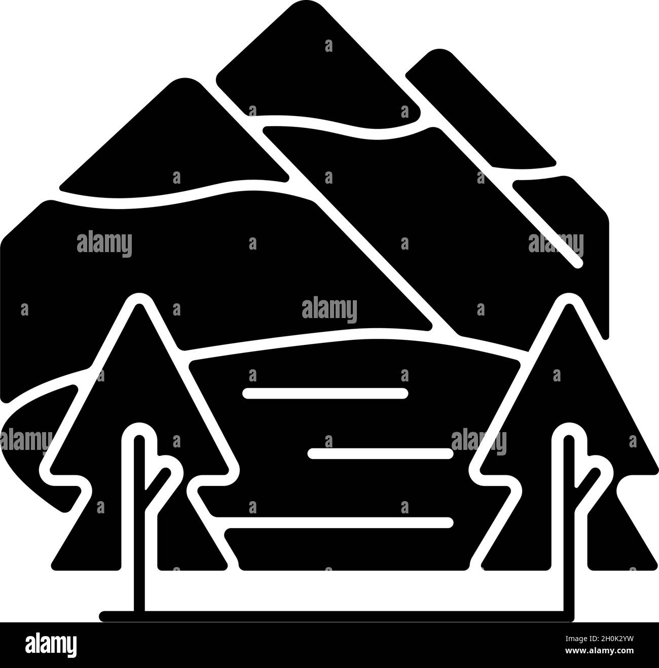 Shey-phoksundo parco nazionale glyph icona nera Illustrazione Vettoriale