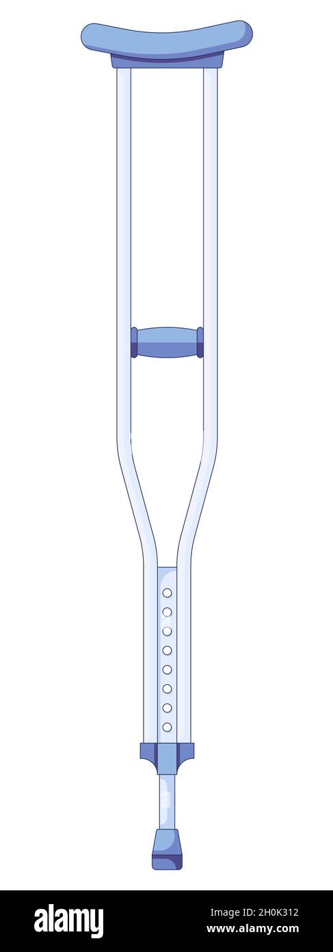Icona delle stampelle. Illustrazione vettoriale di due stampelle metalliche e bastoni da passeggio medici per la riabilitazione di una gamba rotta in uno stile piatto isolato su un Illustrazione Vettoriale