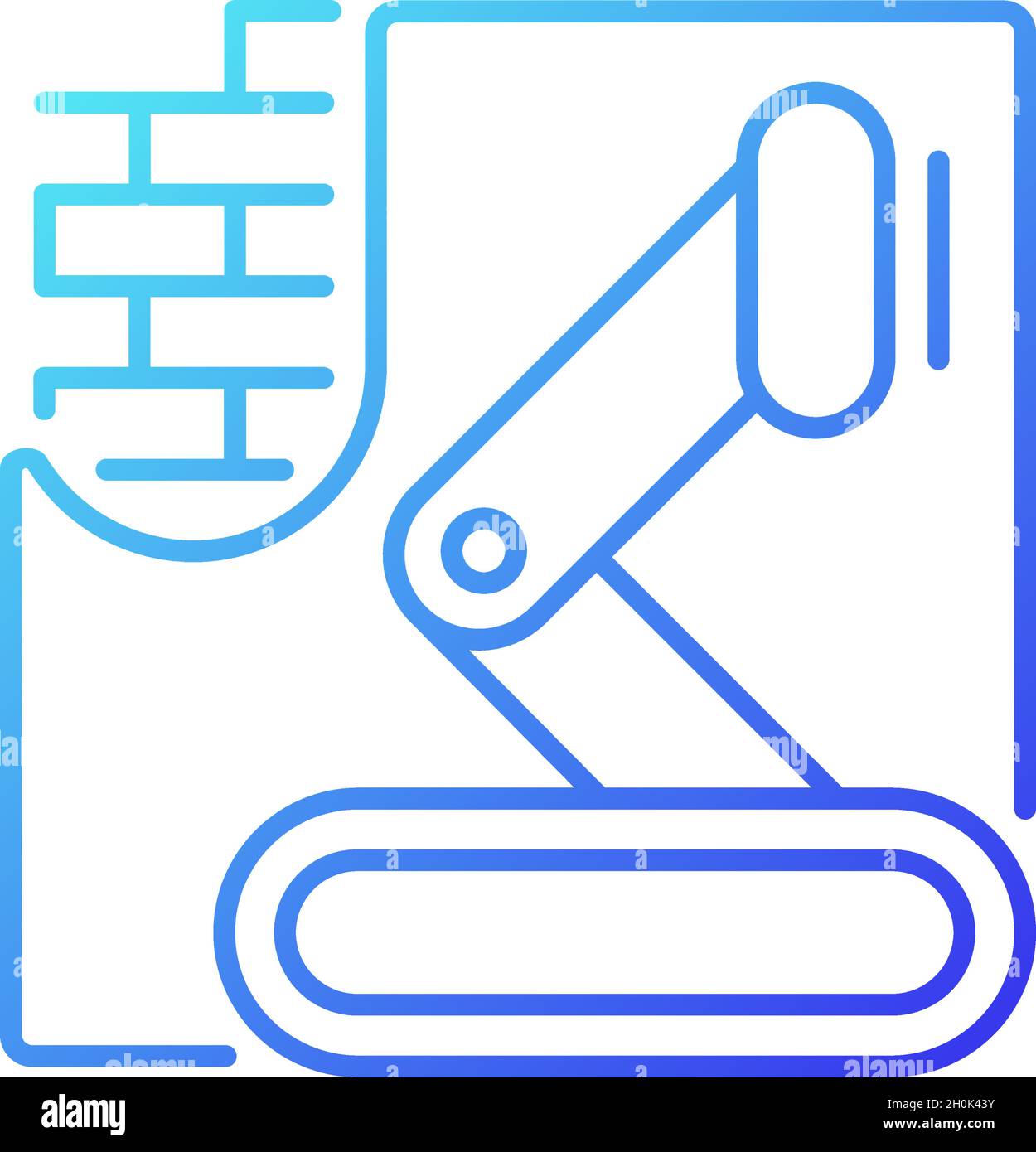 Robotica in calcestruzzo opere gradiente lineare vettore icona Illustrazione Vettoriale