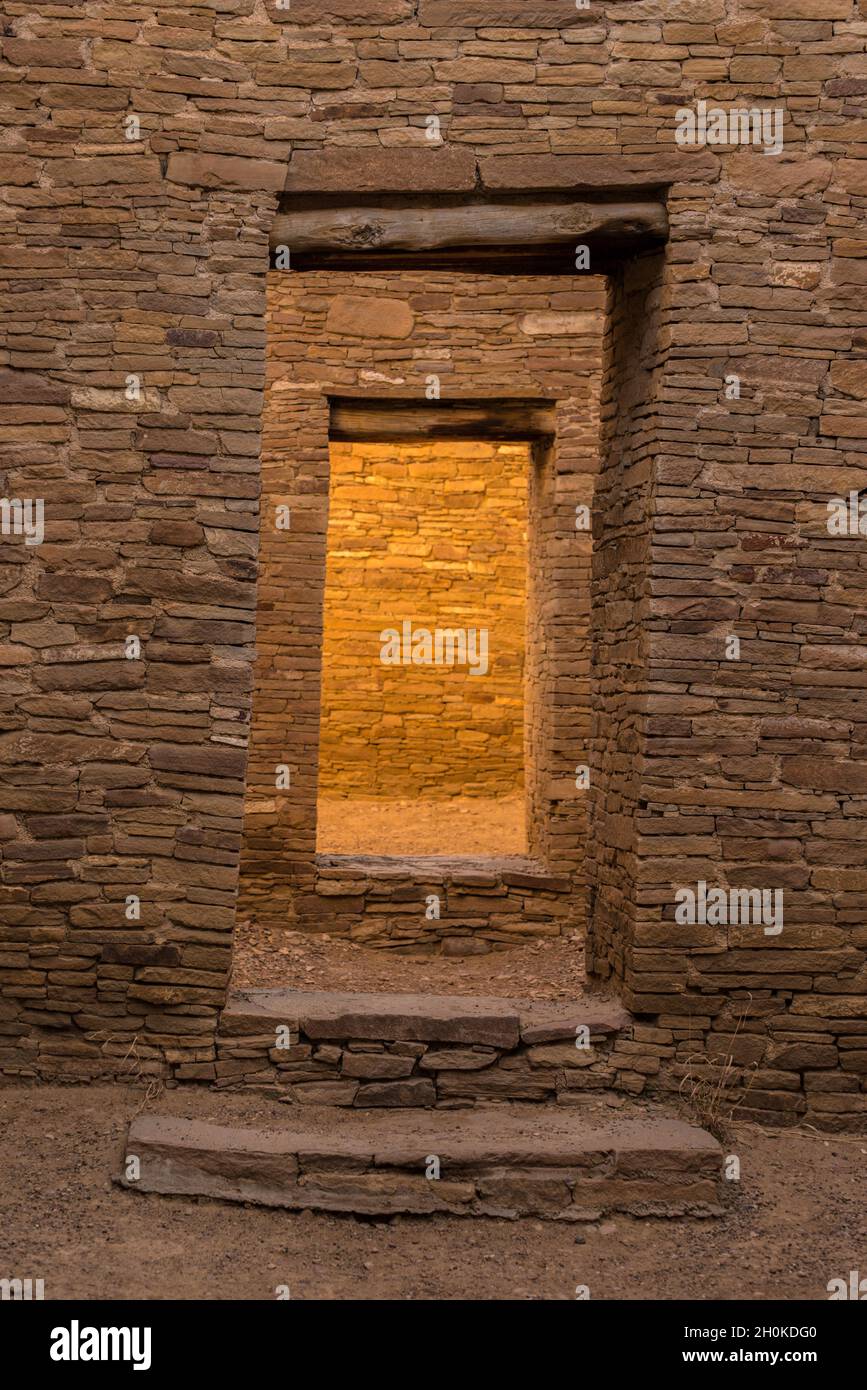 Porte del canyon Chaco - Pueblo Bonito - New Mexico Foto Stock