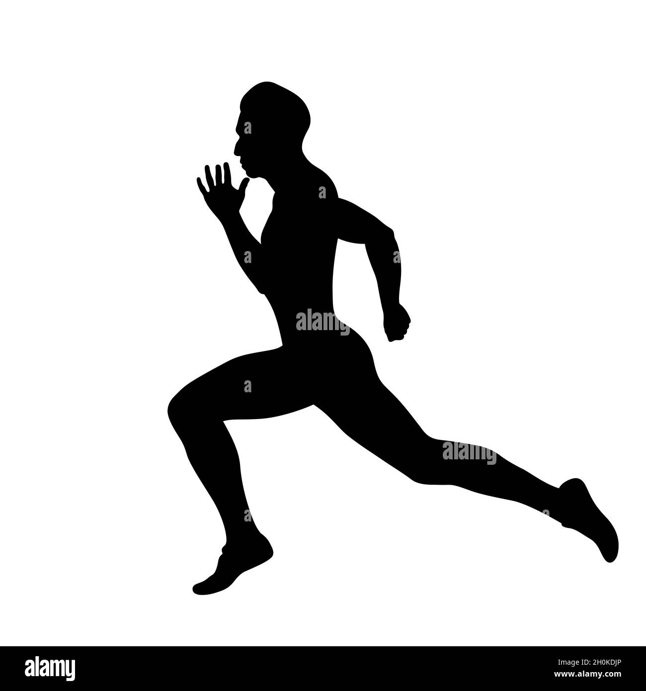 volata da running atleta con silhouette nera Foto Stock