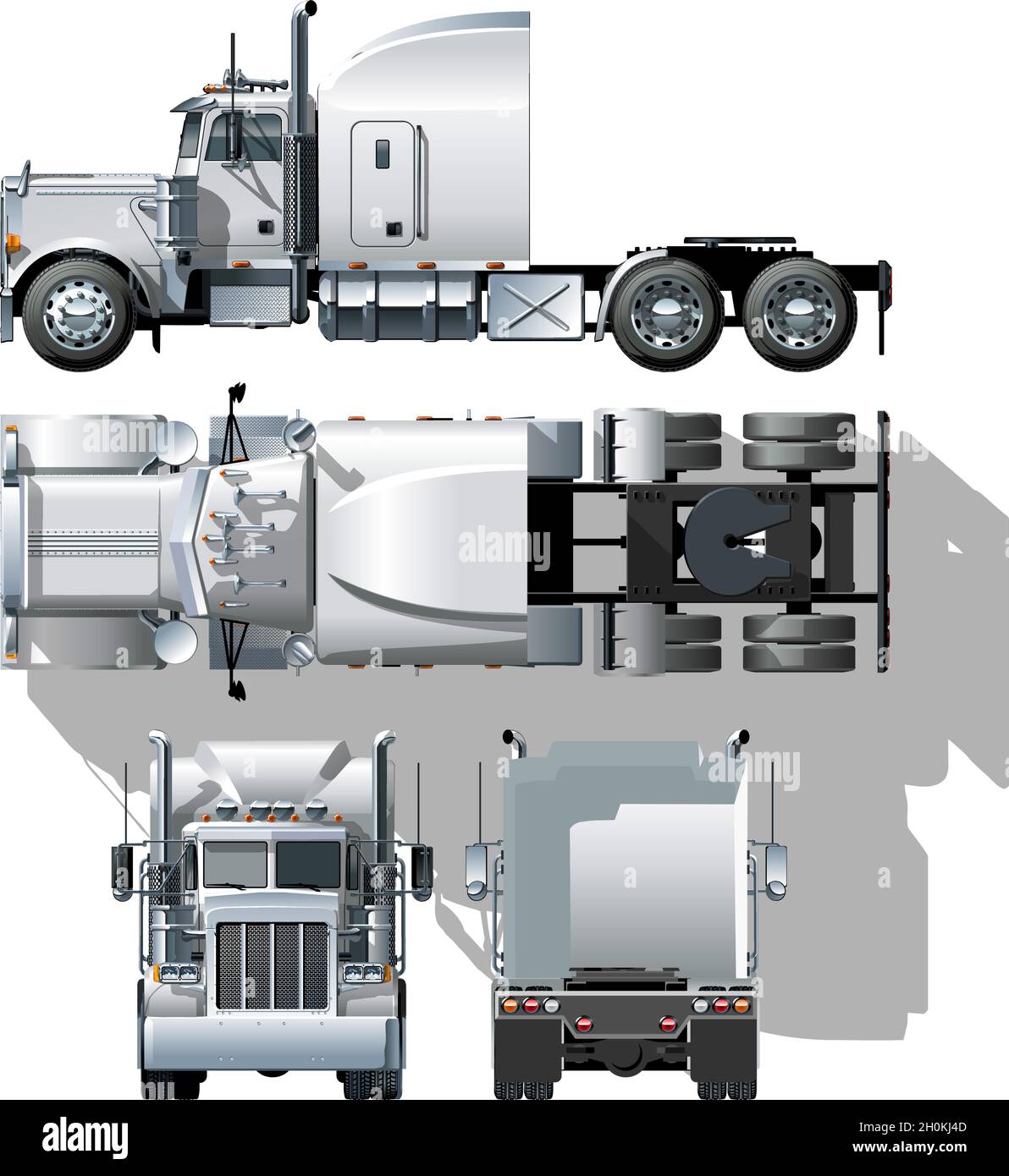 Semi-camion ad alta dettaglio disponibile EPS-10 separato da gruppi e strati per una facile modifica Illustrazione Vettoriale