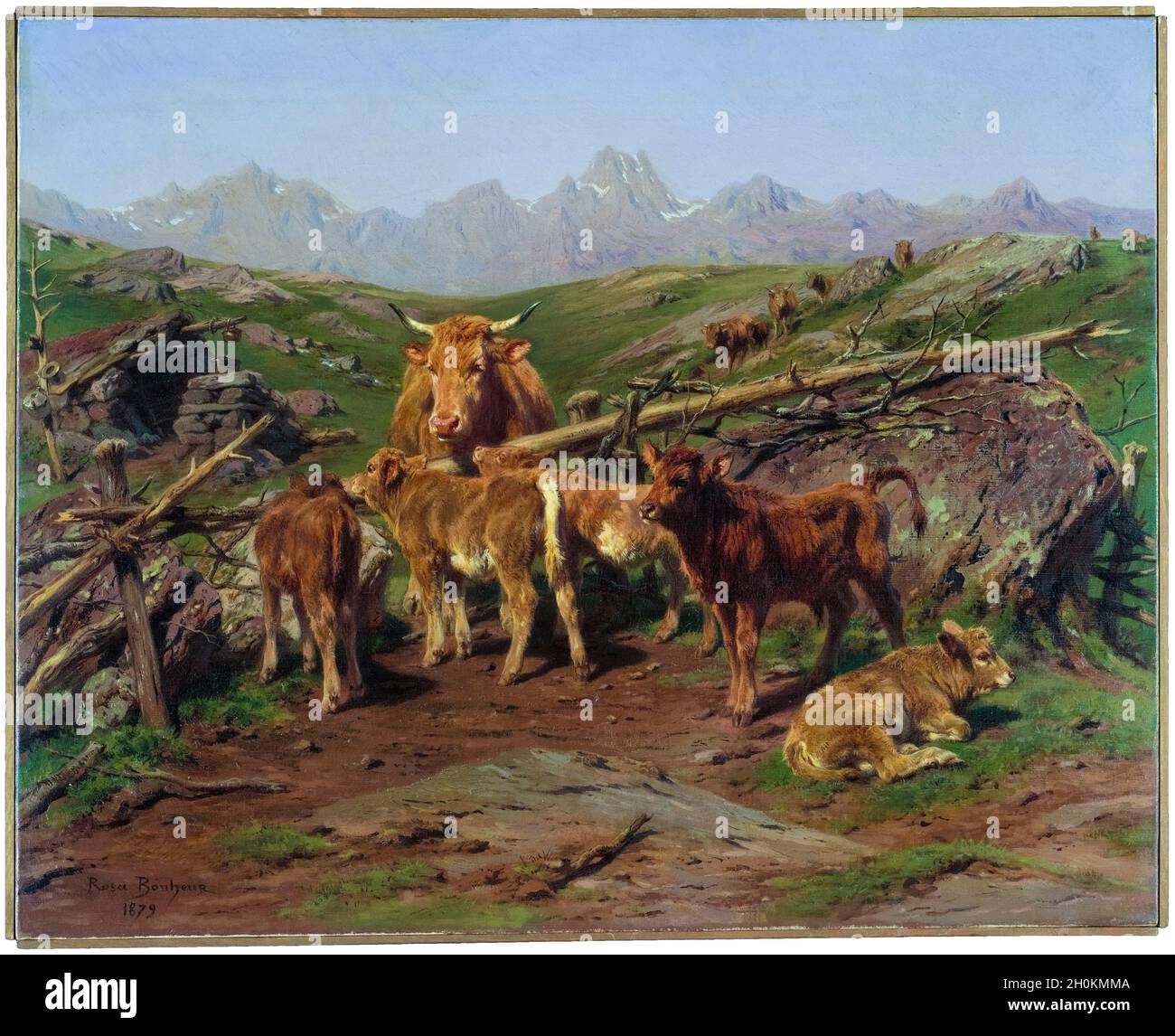 Rosa Bonheur, svezzamento dei vitelli, pittura, 1879 Foto Stock