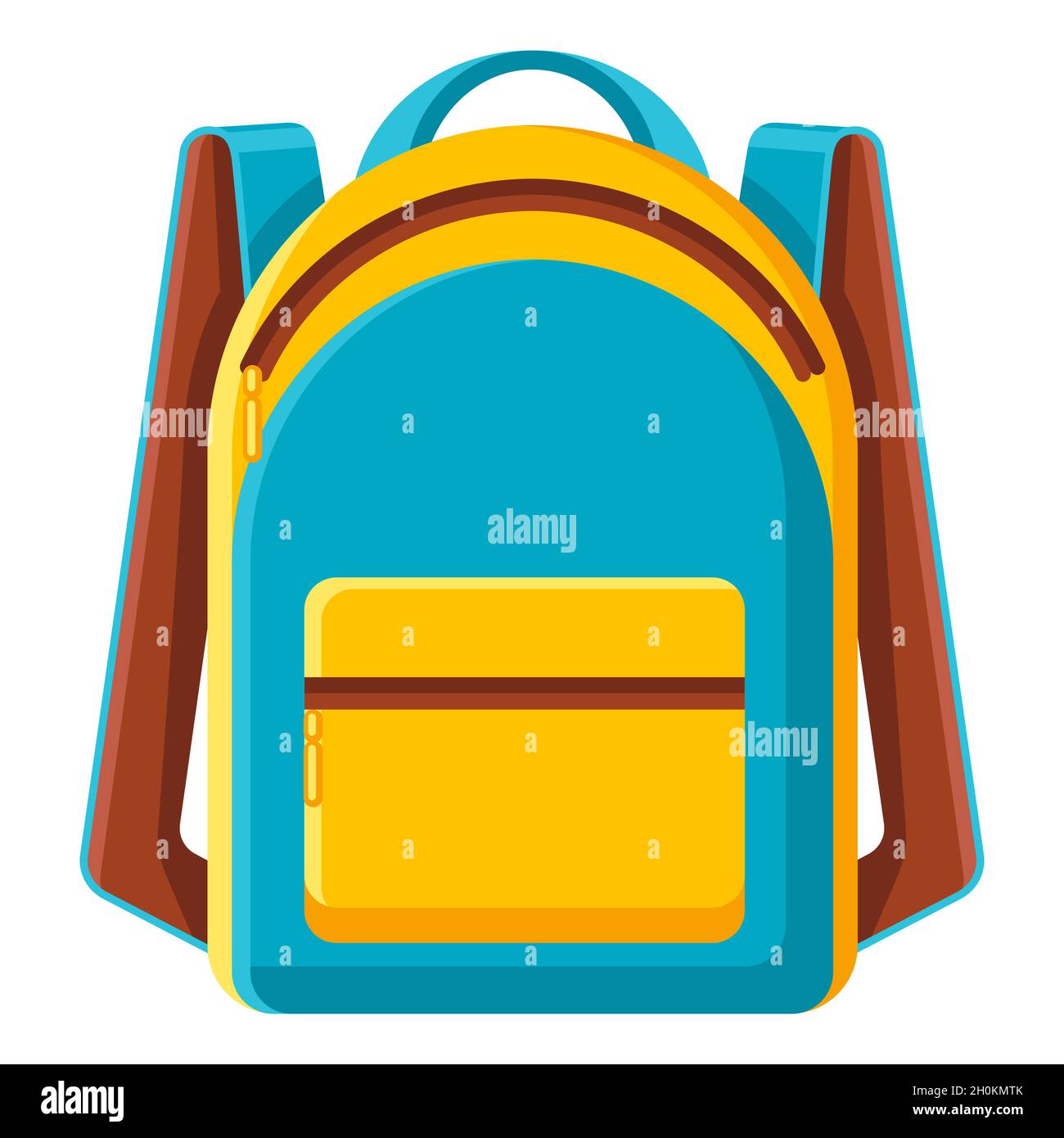 Illustrazione stilizzata dello zaino. Scuola o materiale didattico. Illustrazione Vettoriale