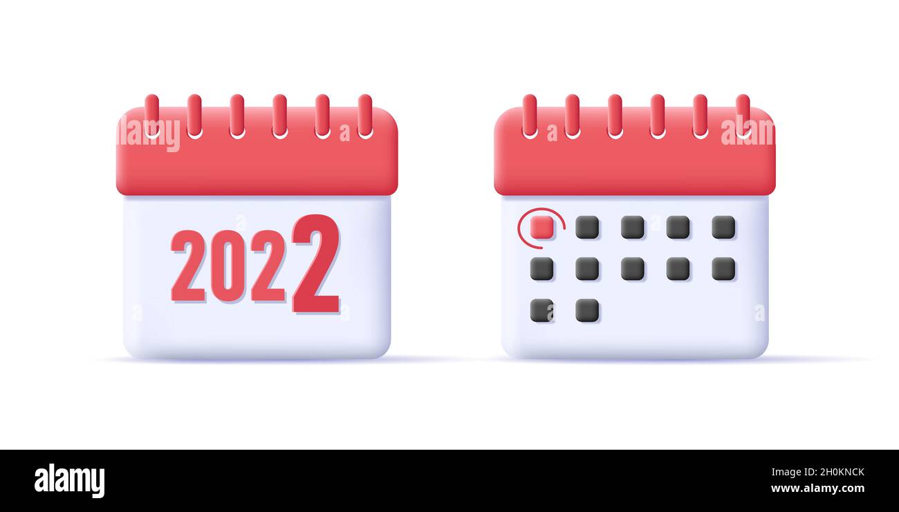 icona rossa del calendario 3d per la data di inizio del nuovo anno o mese,  rappresentazione grafica Immagine e Vettoriale - Alamy