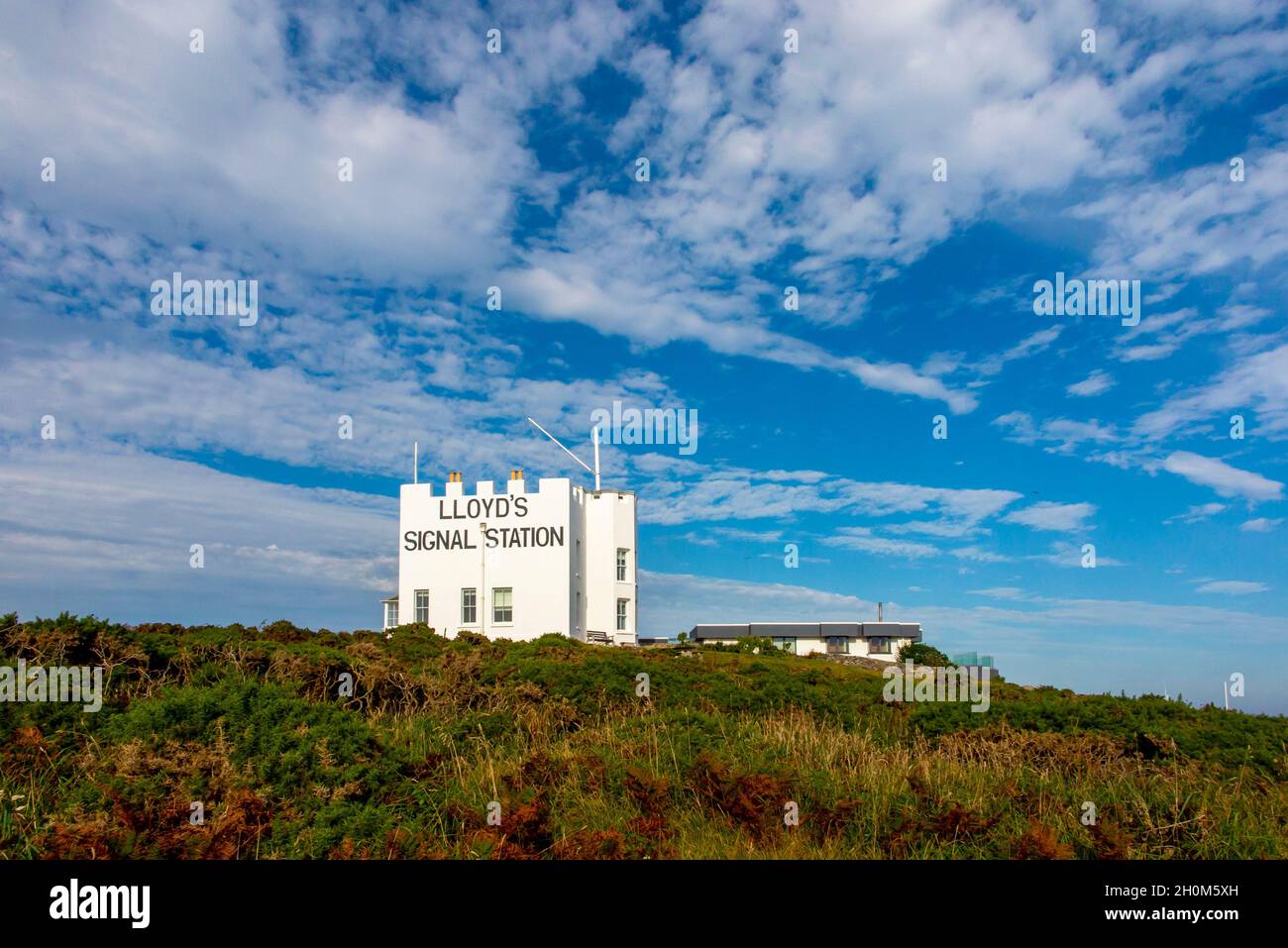 Lloyd's Signal Station a Bass Point sul Lizard Peninsula Cormwall Inghilterra UK costruito nel 1872 per le comunicazioni da nave a riva nel canale inglese Foto Stock