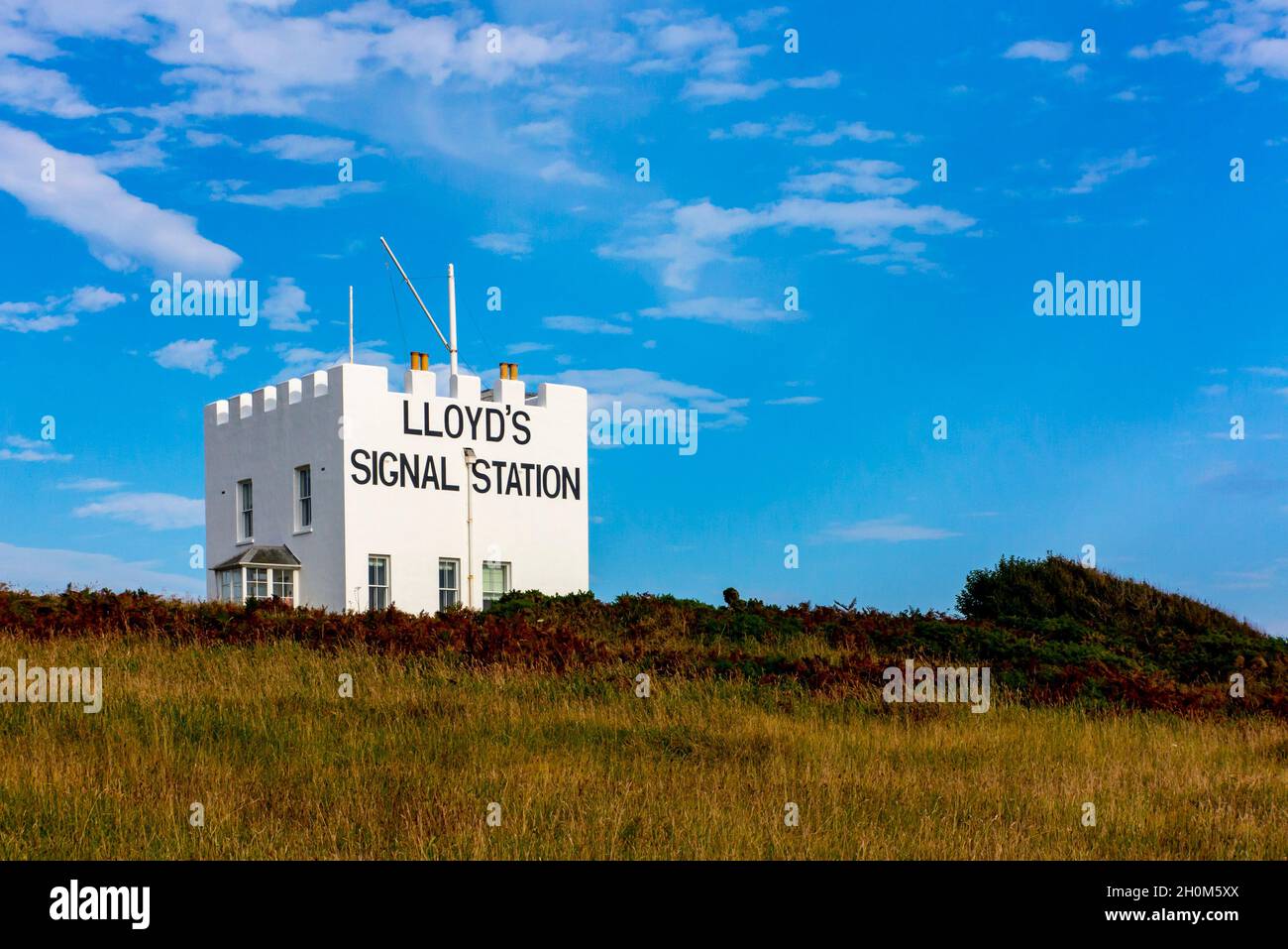 Lloyd's Signal Station a Bass Point sul Lizard Peninsula Cormwall Inghilterra UK costruito nel 1872 per le comunicazioni da nave a riva nel canale inglese Foto Stock