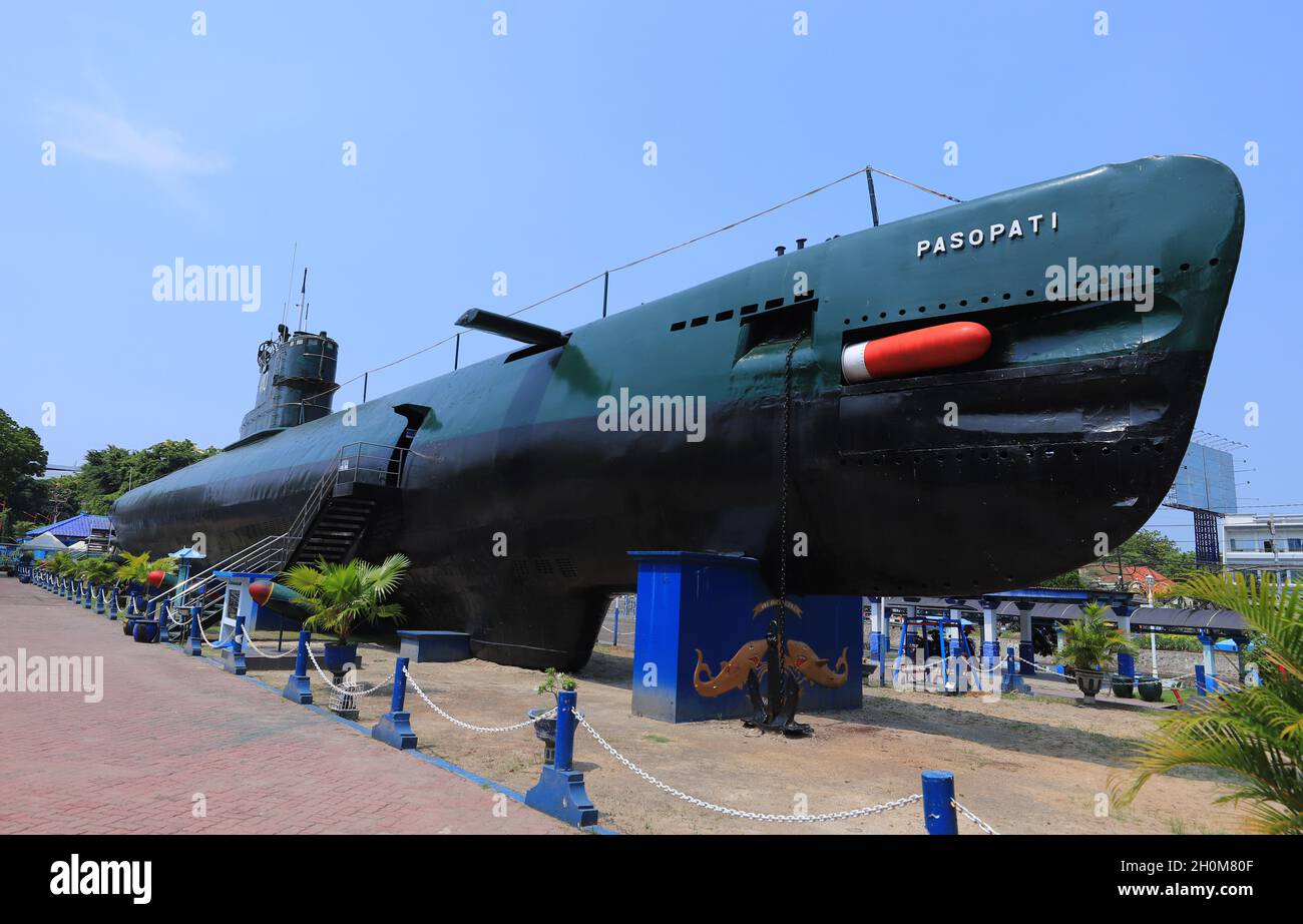 Surabaya, Indonesia-6 ottobre 2021: Monumento sottomarino Pasopati. Foto Stock