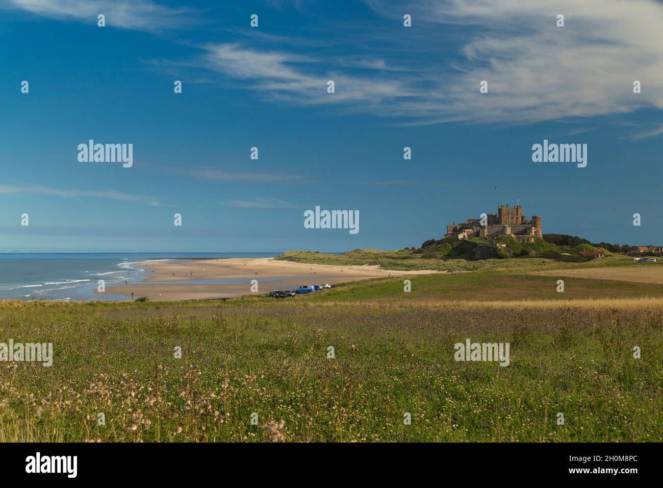 Il castello di Bamburgh, Northumberland, Inghilterra. Foto Stock