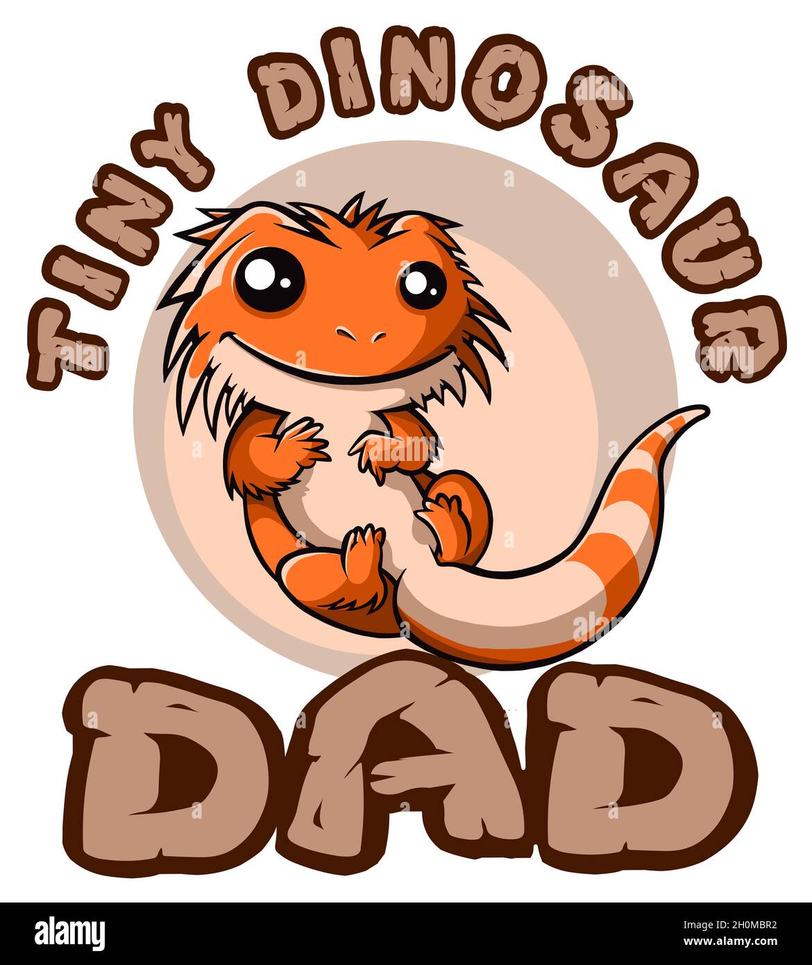 Carino personaggio cartoon mascotte con drago con iscrizione minuscolo dinosauro papà Foto Stock