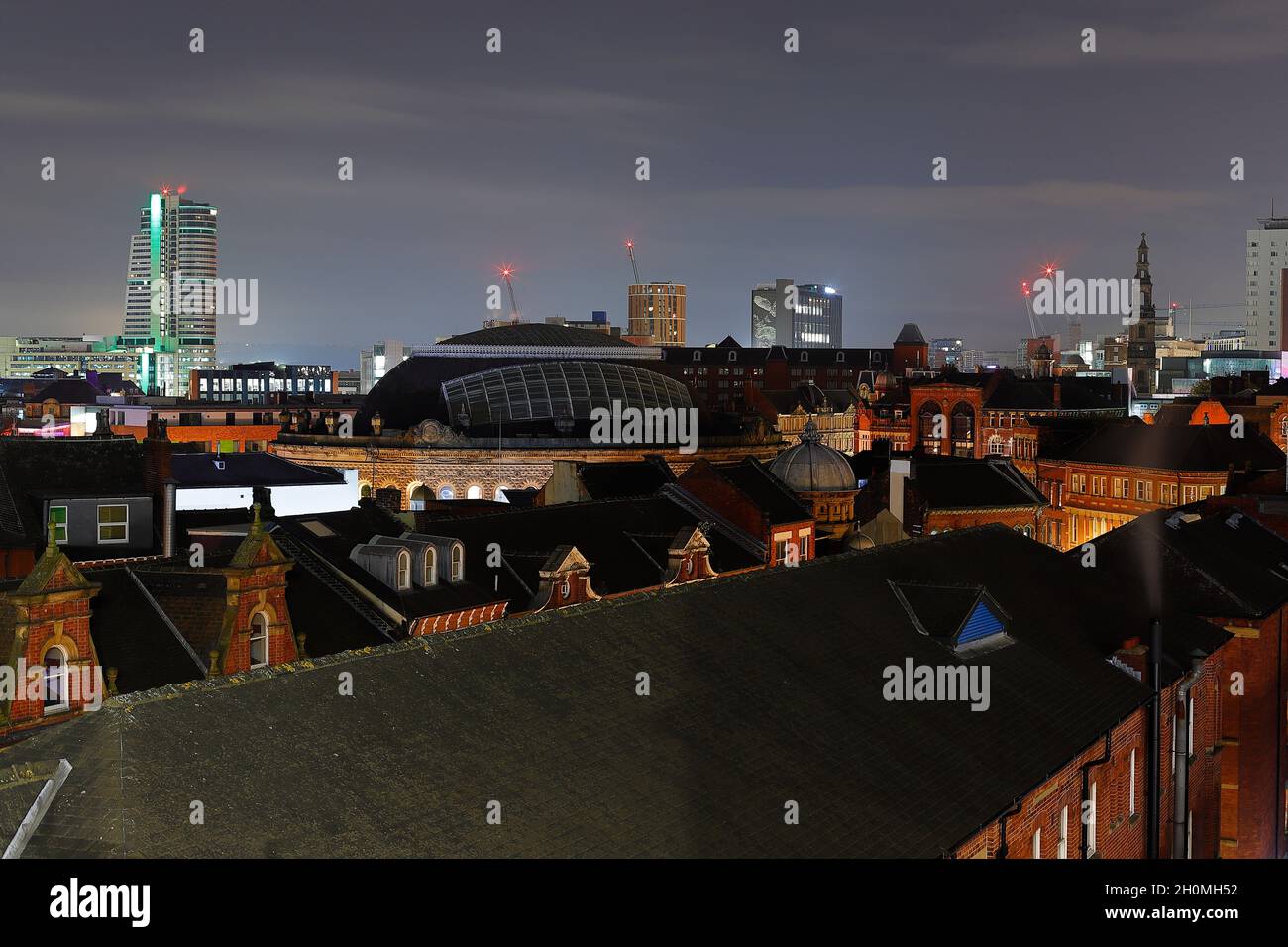 Una vista sui tetti del centro di Leeds Foto Stock