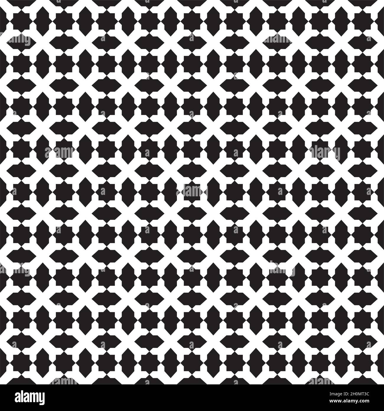 Modello geometrico senza giunture basato su ornamento islamico tradizionale. Bianco e nero. Illustrazione Vettoriale