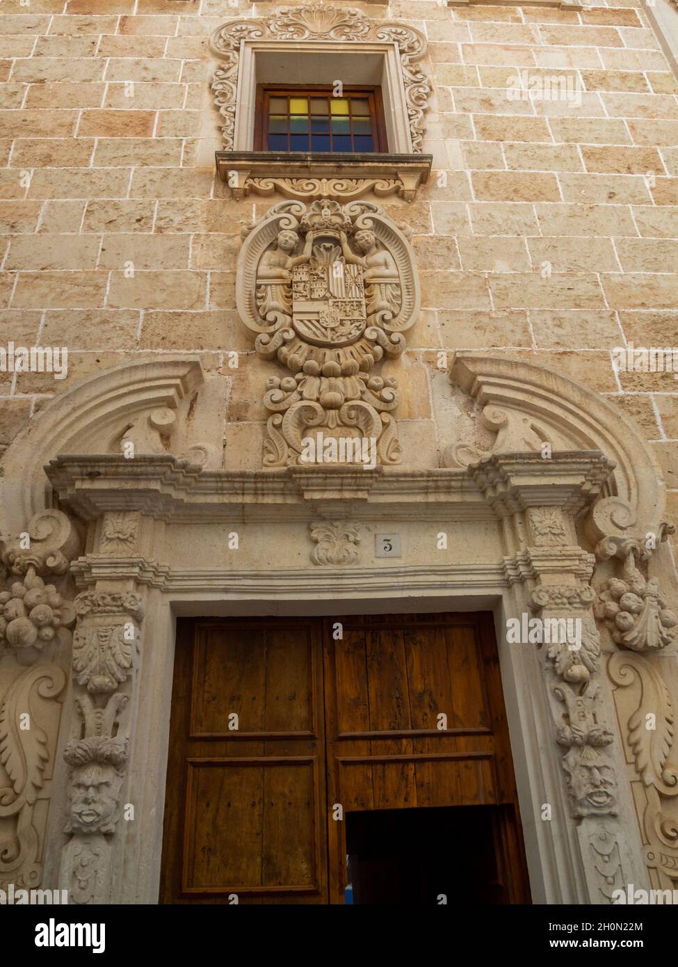 Particolare della porta di Capella Sant Crist, Ciutadella de Menorca Foto Stock