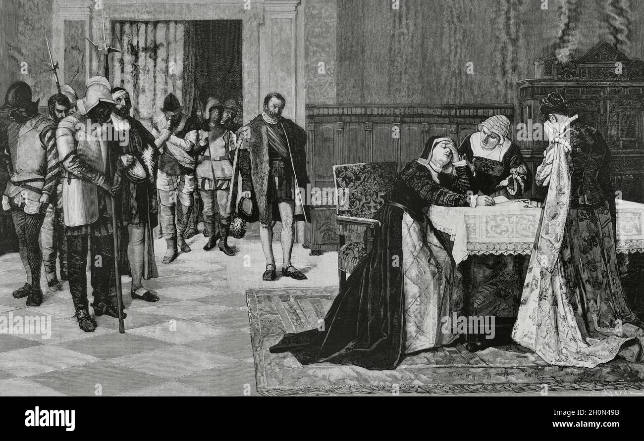 Maria Pacheco de Padilla (c.1496-1531), nobildonna castigliana, moglie del Comunero Juan de Padilla (1490-1521). Era conosciuta con il soprannome 'il Lio Foto Stock