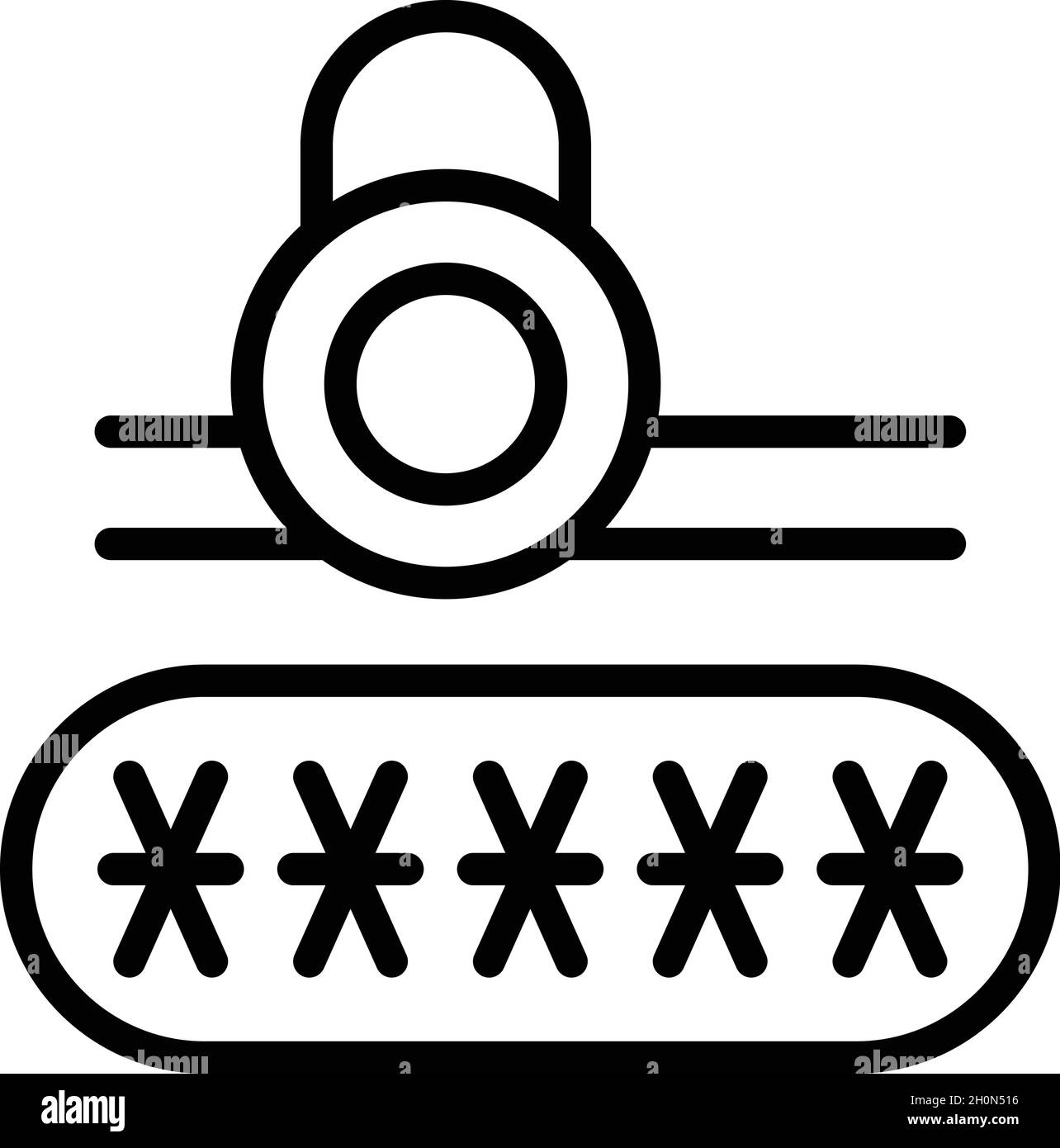 Vettore contorno icona password sicura. Basta con il cyber. Chiave denaro Illustrazione Vettoriale