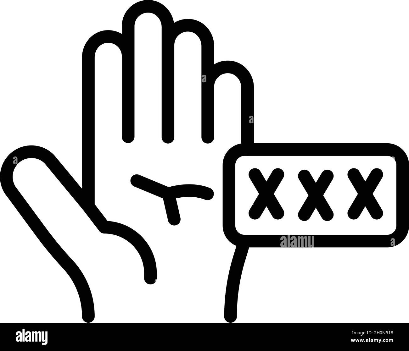 Vettore contorno icona cyber password personale. Basta con le frodi. Denaro sicuro Illustrazione Vettoriale