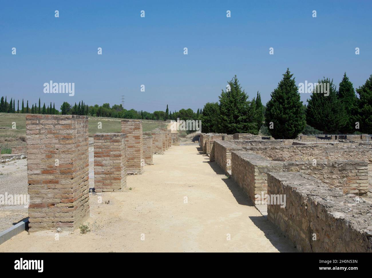 Spagna, Andalusia, provincia di Siviglia, Santiponce. Italica. Città romana fondata nel 206 AC dal generale romano pubblico Cornelius Sipio. Rovine dell'arca Foto Stock