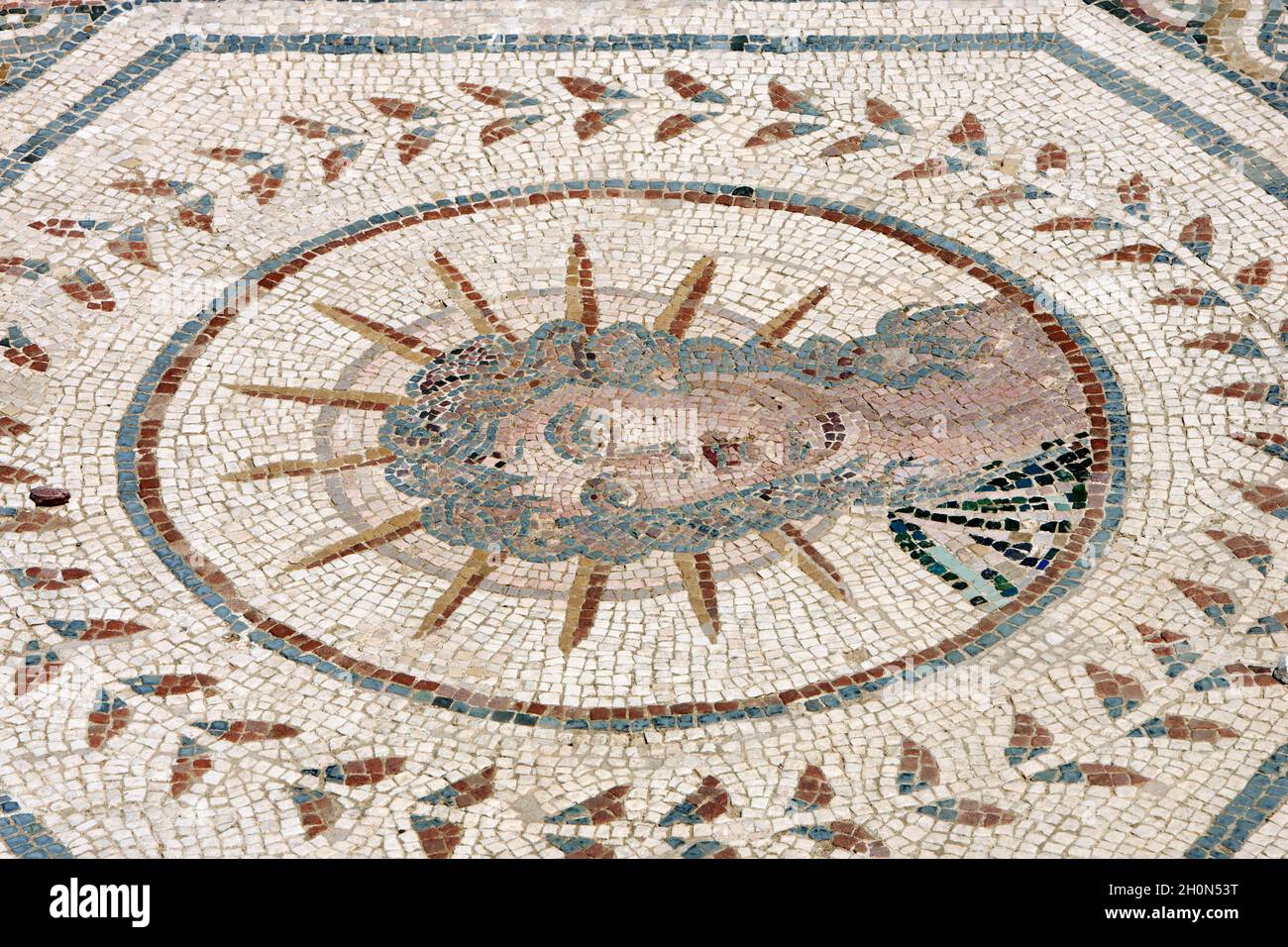 Spagna, Andalusia, provincia di Siviglia, Santiponce. Città romana di Italica. Fondata nel 206 a.C. dal generale romano Scipio. Casa del Planetario. Mosaico Foto Stock