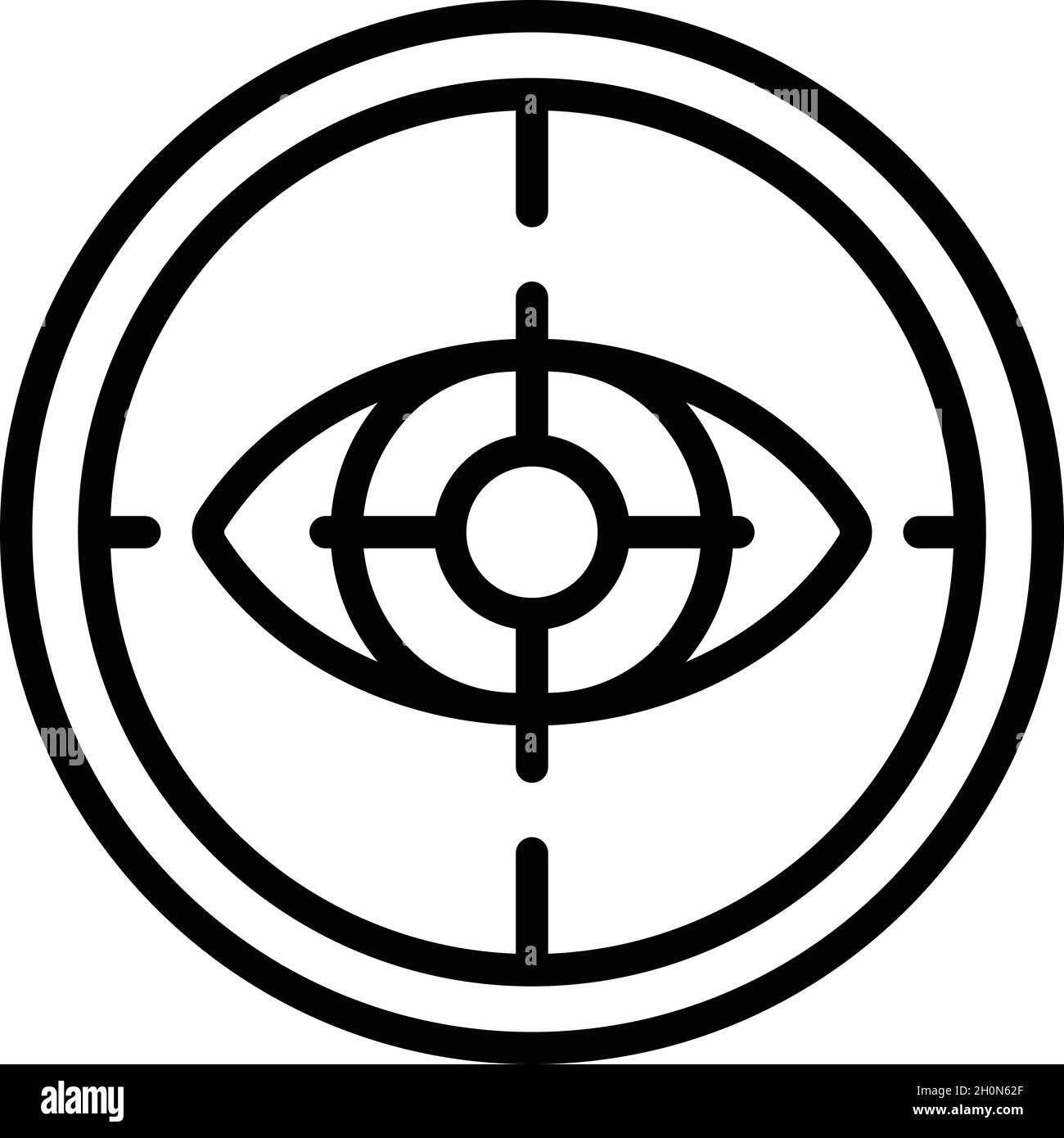 Vettore contorno icona Cyber eye. Frode ai danni di furti. Chiave di sicurezza Illustrazione Vettoriale