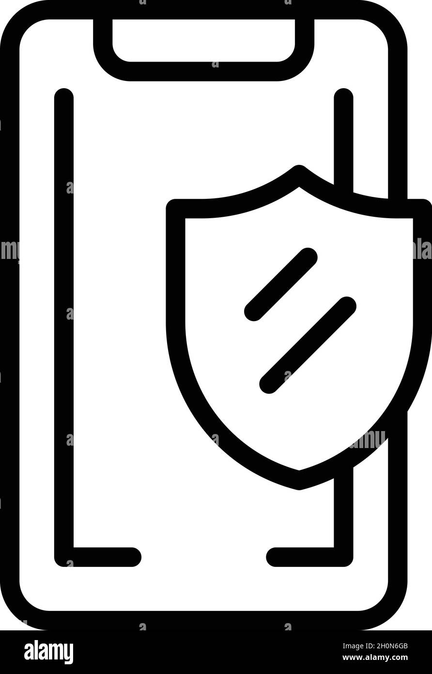 Vettore di contorno dell'icona di protezione dello smartphone. Bloccare. Tasto Cyber Illustrazione Vettoriale