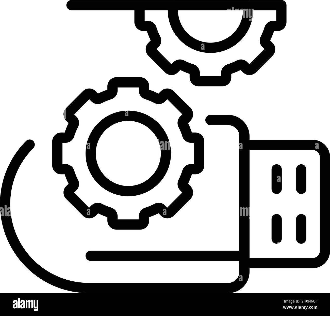 Vettore contorno icona cyber USB. Furto di frode. Chiave di sicurezza Illustrazione Vettoriale