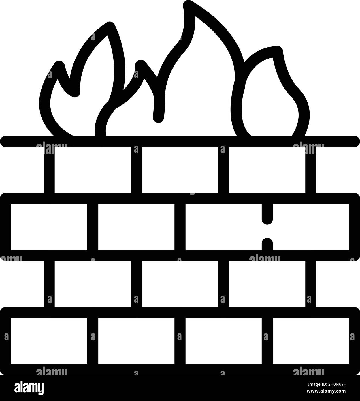 Firewall cyber icona vettore contorno. Basta con le frodi. Chiave di sicurezza Illustrazione Vettoriale