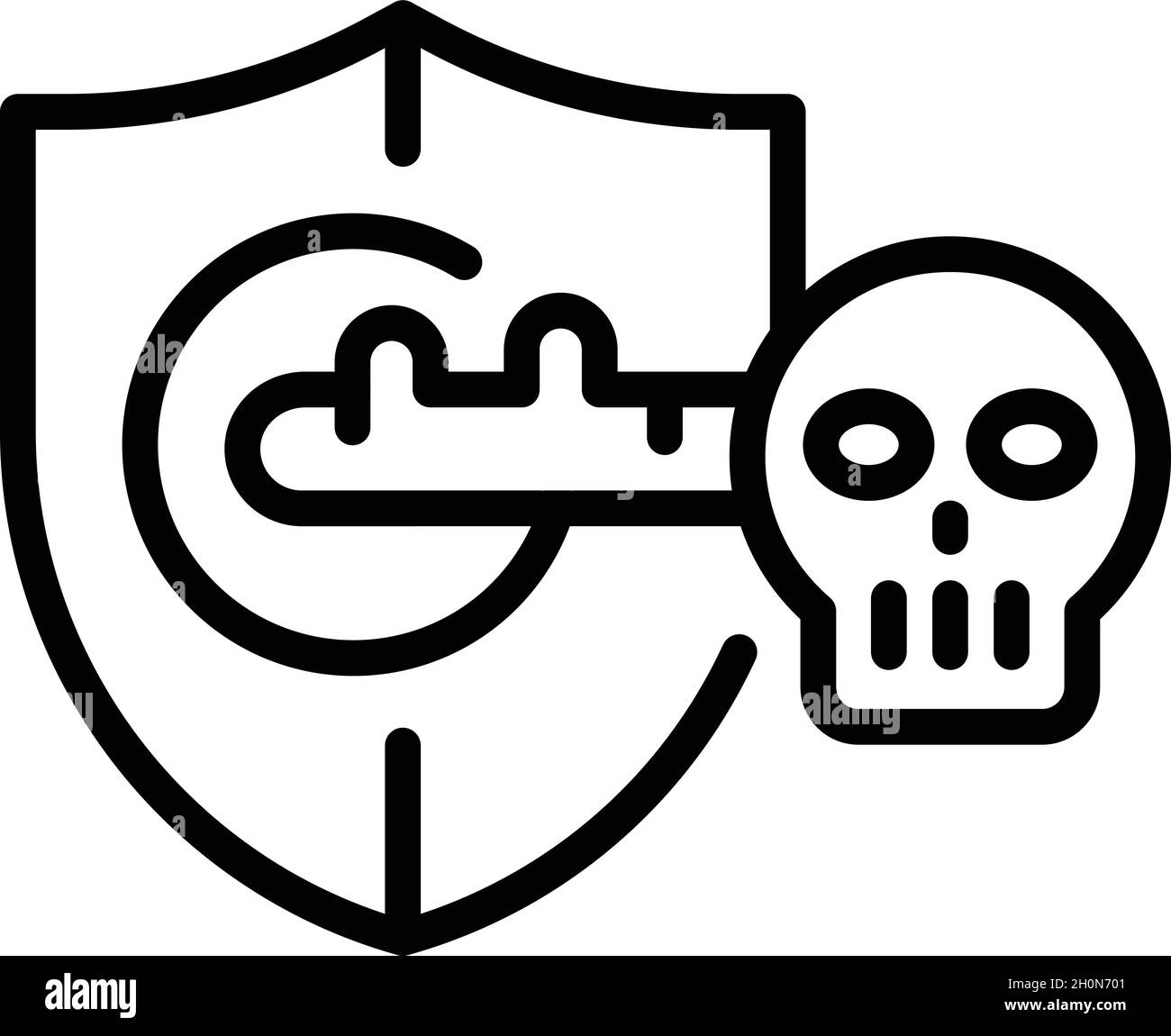 Vettore contorno icona Cyber key. Denaro sicuro. Frode di sistema Illustrazione Vettoriale