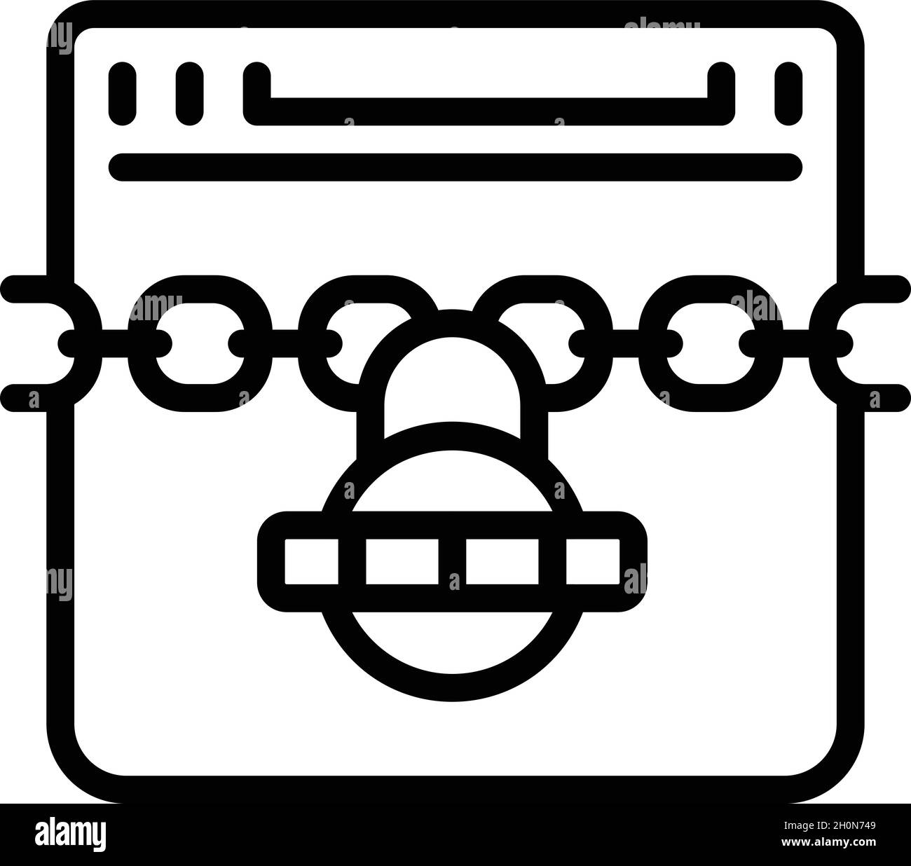 Blocca vettore contorno icona sito Web. Basta con le frodi. Sicurezza informatica Illustrazione Vettoriale