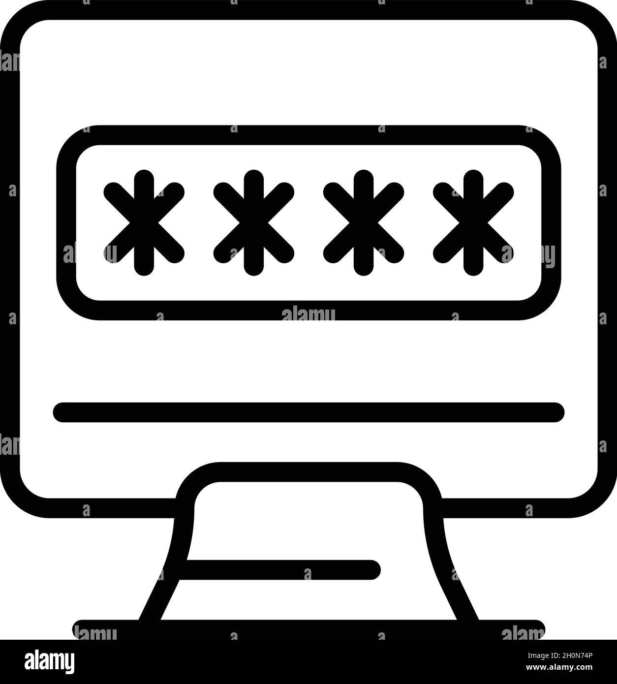 Vettore contorno icona password computer. Blocco del sistema. Sicurezza informatica Illustrazione Vettoriale