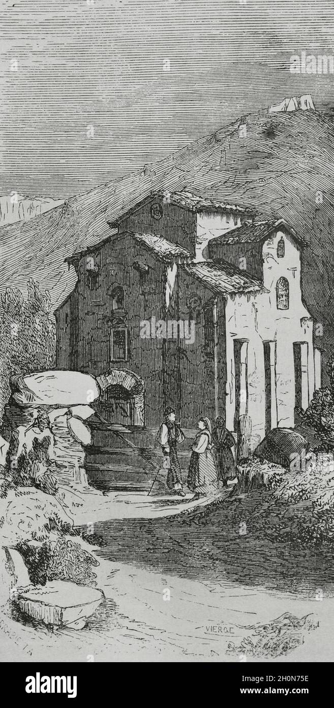 Spagna, Asturie, Oviedo. Chiesa di San Michele di Lillo. Stile pre-romanico asturiano, IX secolo. Vista esterna. Chiesa cattolica romana costruita sul Foto Stock